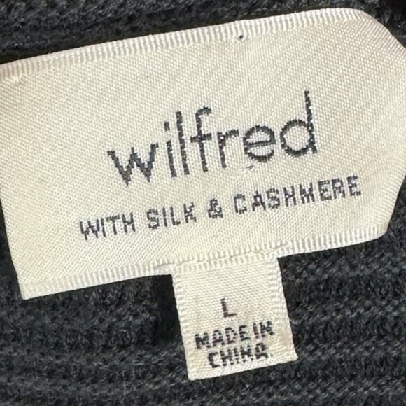 Aritzia Wilfred Cashmere Silk Black Ribbed Knit Sweater Dress Size Large Minimal - Picture 5 of 15